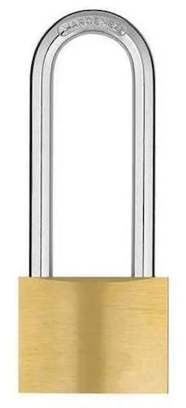 Main image of ZORO SELECT 48JR16 Padlock, Keyed Alike, Long Shackle, Rectangular Brass Body,