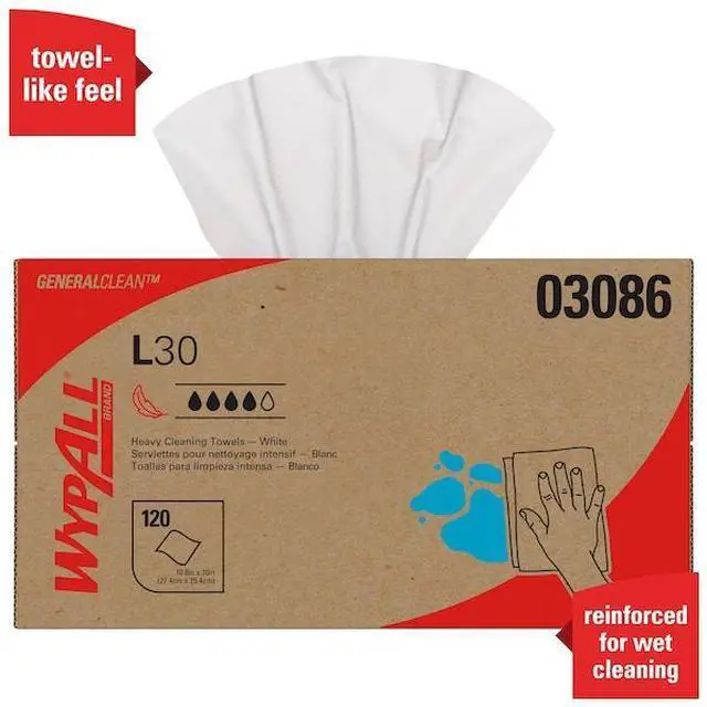 Alt view image 19 of 19 - WYPALL L30 Wipers, POP-UP Box, 10 x 9 4/5, White, 120/Box