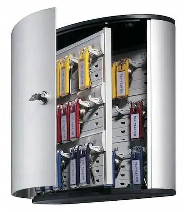 Alt view image 15 of 20 - Durable Locking Key Cabinet 36-Key Brushed Aluminum Silver 11 3/4 x 4 5/8 x 11