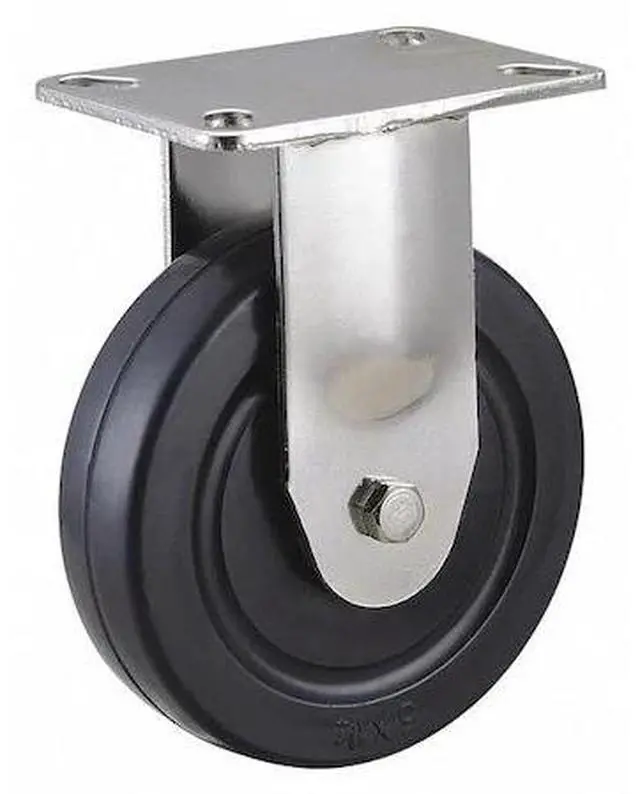 Main image of ZORO SELECT 33H921 Rigid NSF-Listed Plate Caster,Rubber,5 in., 240 lb.