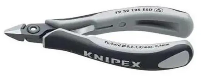 Alt view image 2 of 3 - Knipex 79-32-125-ESD ESD Precision Electronics Diagonal Cutters Pointed Head w/ Very Small Bevel - MultiGrip