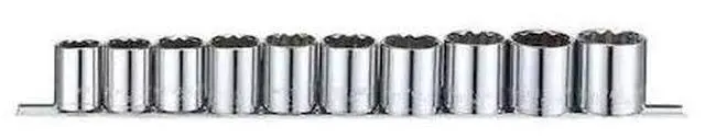 Main image of WESTWARD 53PN70 1/2" Drive Socket Set, Metric, 10pcs