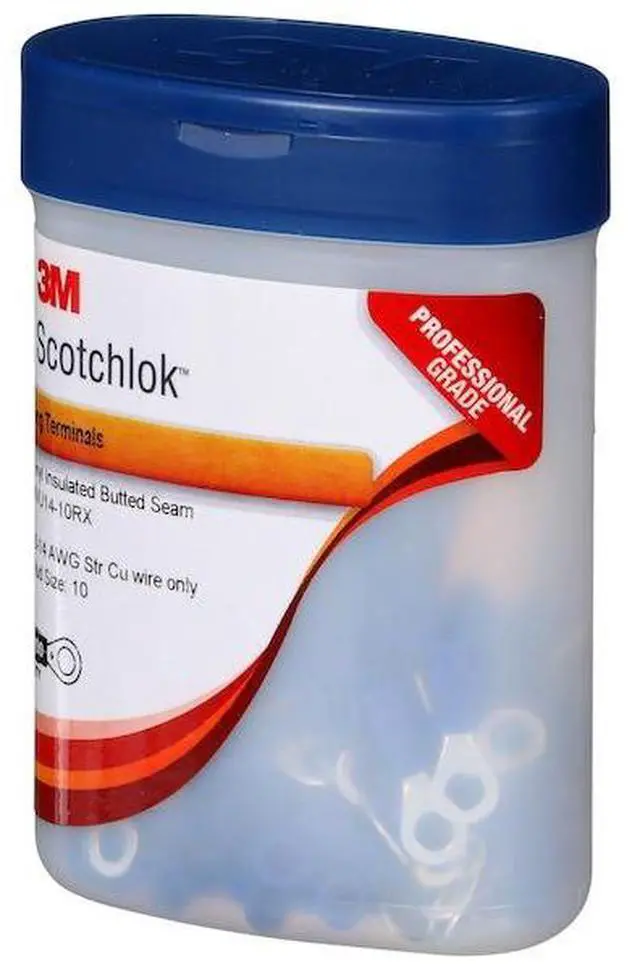 Alt view image 8 of 9 - 3M MVU14-10RX Scotchlok 16-14 AWG Vinyl Ring Terminal #10 Stud PK100