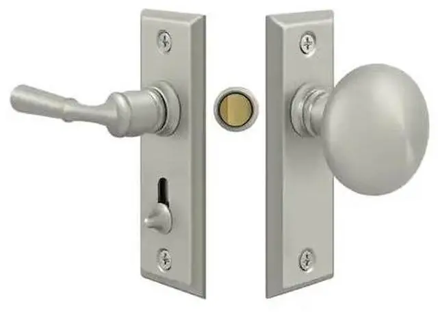 Alt view image 2 of 2 - Solid Brass Rectangular Storm Door Latch w Tubular Lock (Satin Nickel)