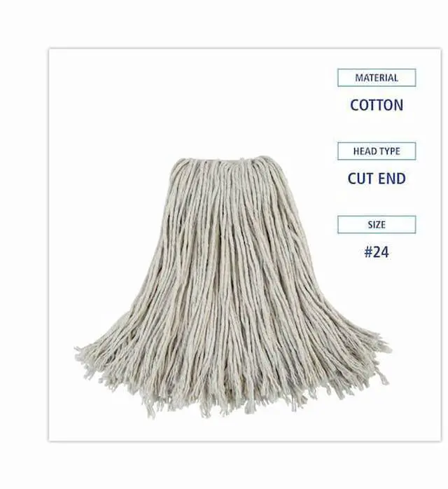 Alt view image 9 of 14 - Boardwalk Cut-End Wet Mop Head Cotton No. 24 White 12/Carton 2024CCT