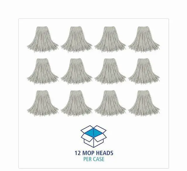 Alt view image 13 of 14 - Boardwalk Cut-End Wet Mop Head Cotton No. 24 White 12/Carton 2024CCT