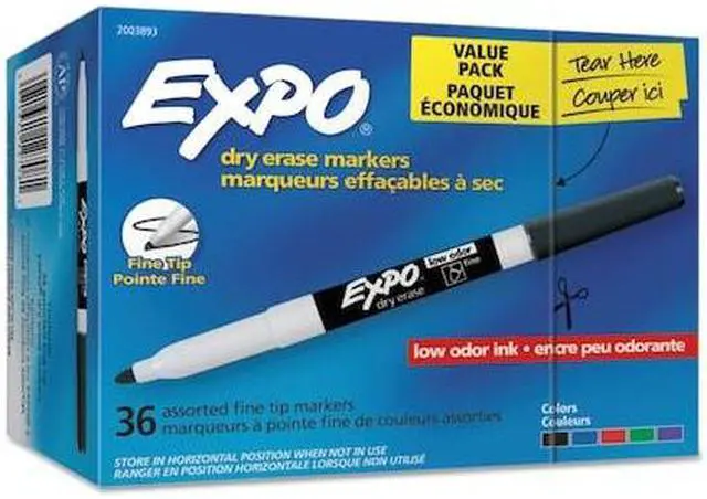 Alt view image 3 of 9 - EXPO 2003893 Low Odor Dry Erase Markers, Fine Tip - Office Pack, Assorted Colors, 36/Pack