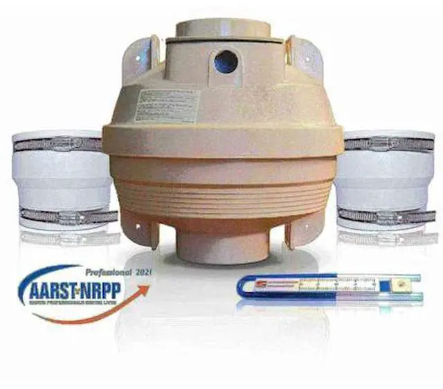 Alt view image 2 of 7 - suncourt radon mitigation fan kit 4 in. fan with 4 in. to 4 in. couplers and air pressure indicator