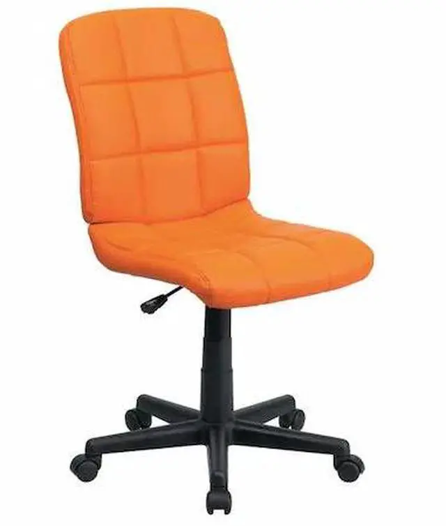 Alt view image 11 of 20 - Mid-Back Orange Quilted Vinyl Swivel Task Chair