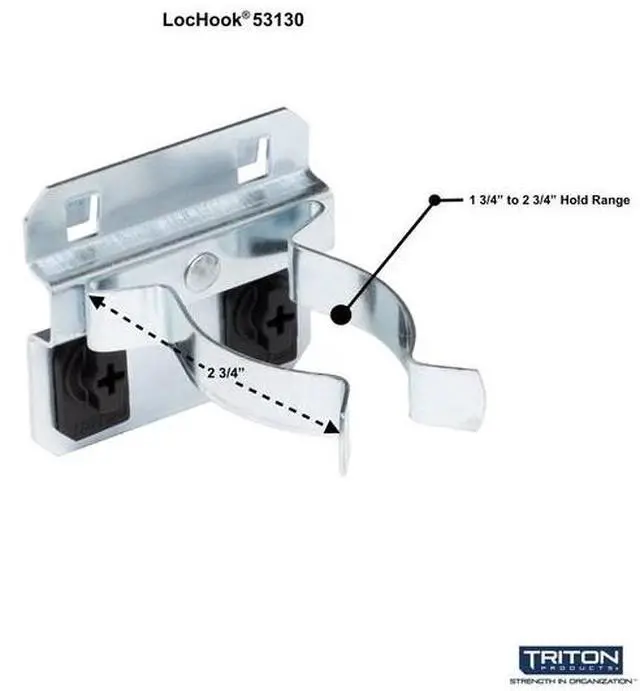 Alt view image 3 of 6 - Triton Products 53130 LocHook 1-1/2-Inch to 2-3/4-Inch Hold Range 3-3/4-Inch Projection Zinc Plated/Chromate Dipped Steel Extended Spring Clip for LocBoard, 5-Pack