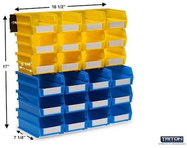 Alt view image 2 of 7 - TRITON PRODUCTS 3-1020YBWS Wall Storage Unit W/ (12) Small Yellow Bins, (12)