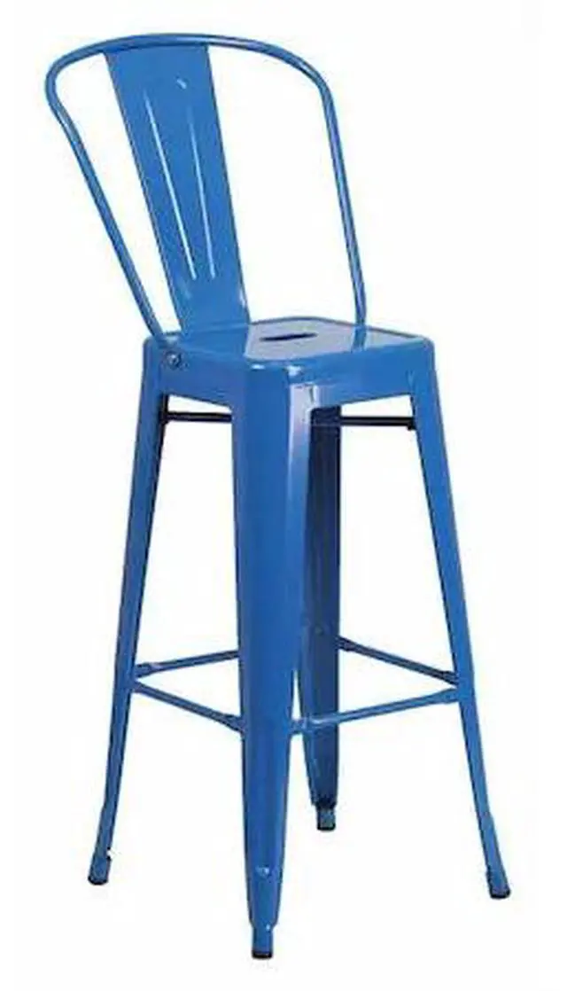 Main image of Commercial Grade 30" High Blue Metal Indoor-Outdoor Barstool with Removable Back