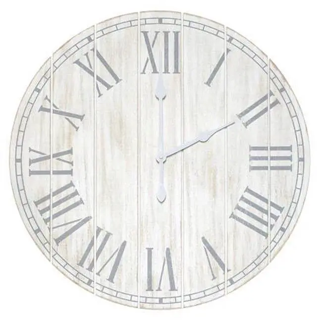 Alt view image 8 of 8 - Elegant Designs Wood Plank 23" Large Coastal Rustic Wall Clock, White Wash