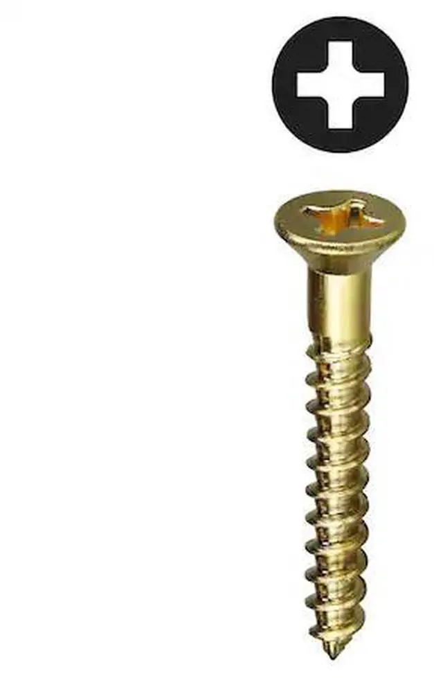 Main image of DOTTIE PHFWB81 Wood Screw, #8, 1 in, Plain Brass Flat Head Phillips Drive, 100