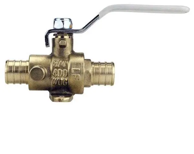 Alt view image 2 of 6 - APOLLO APXV34WD 3/4 in. Brass PEX Barb Ball Valve with Drain and Mounting Pad