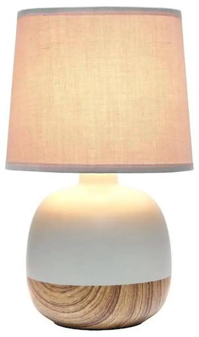 Alt view image 4 of 7 - SIMPLE DESIGNS LT2078-LWG Petite Mid Century Table Lamp, Light Wood and Light