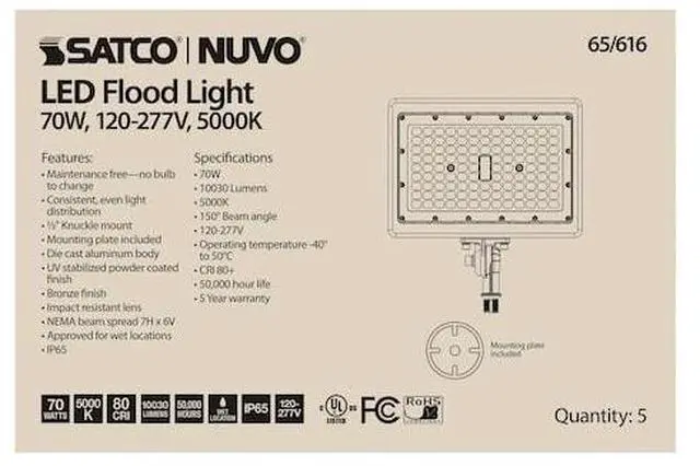 Alt view image 8 of 8 - nuvo lighting 65/616 11.5 inch 70w 5000k 1 led flood light, bronze finish