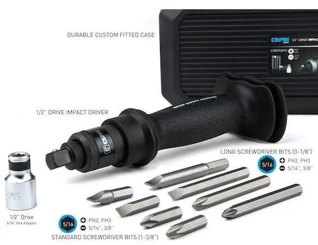Alt view image 2 of 5 - CAPRI TOOLS 21095 1/2 in Drive Impact Screwdriver Set, 10 pcs