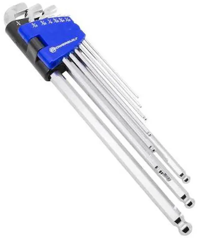 Alt view image 3 of 3 - powerbuilt 9 piece sae stubby long arm ball end hex key wrench set - 240099, blue