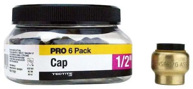 Alt view image 2 of 7 - APOLLO FSBCAP126JR 1/2 in. Brass Push-To-Connect Cap Jar (6-Pack), 6PK