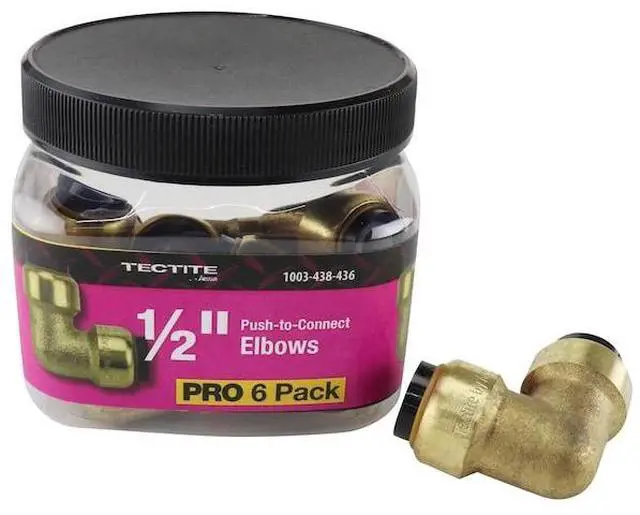 Alt view image 6 of 7 - APOLLO FSBE126JR 1/2 in. Brass Push-To-Connect 90-Degree Elbow Jar (6-Pack), 6PK