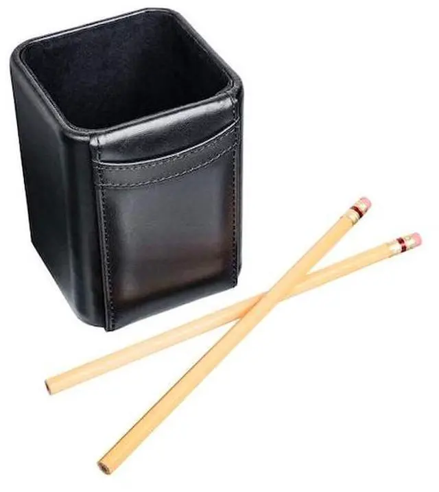 Alt view image 2 of 7 - DACASSO AG-1010 Black Leather Pencil Cup