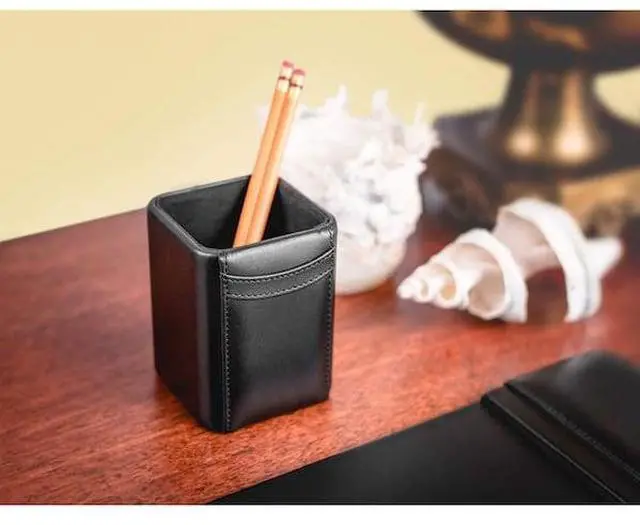 Alt view image 3 of 7 - DACASSO AG-1010 Black Leather Pencil Cup