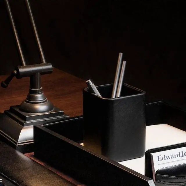 Alt view image 6 of 7 - DACASSO AG-1010 Black Leather Pencil Cup