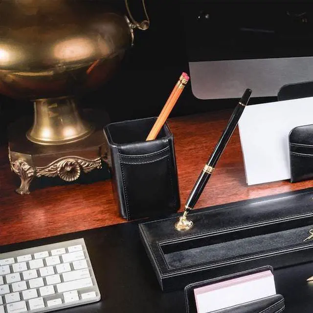 Alt view image 7 of 7 - DACASSO AG-1010 Black Leather Pencil Cup