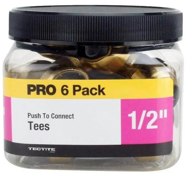Alt view image 2 of 4 - APOLLO FSBT126JR 1/2 in. Brass Push-To-Connect Tee Jar (6-Pack), 6PK