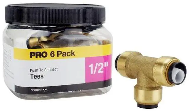 Alt view image 3 of 4 - APOLLO FSBT126JR 1/2 in. Brass Push-To-Connect Tee Jar (6-Pack), 6PK