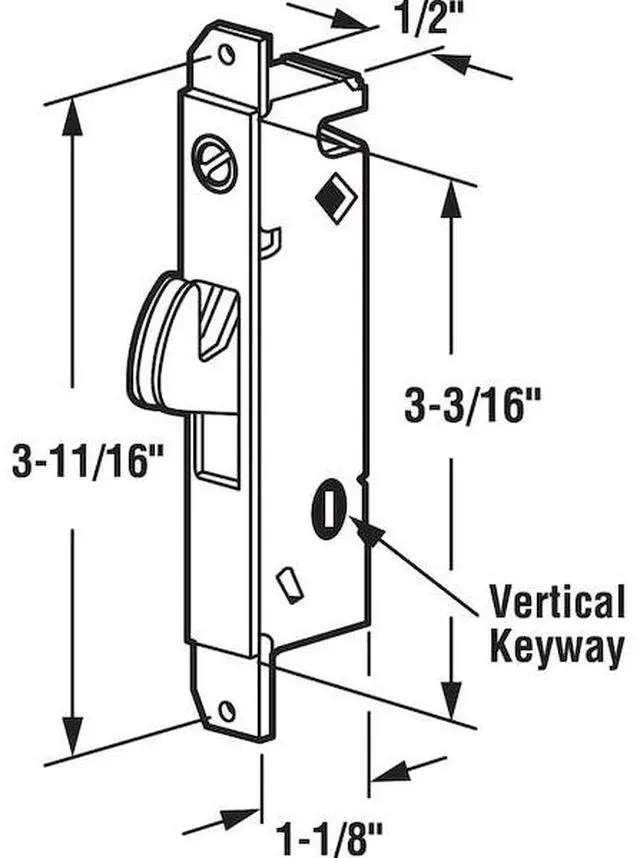Alt view image 4 of 5 - Prime-Line Products E 2012 Sliding Door Square Face Mortise Lock, Steel