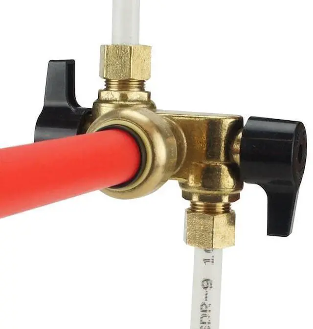 Alt view image 4 of 6 - APOLLO FSBDVO1238C 1/2 in. Brass Push-To-Connect x 3/8 in. O.D. Comp. Dual