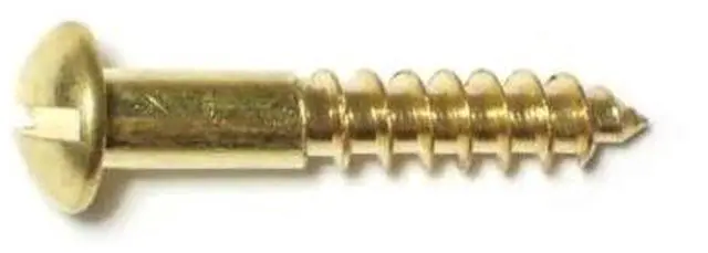 Main image of MIDWEST FASTENER 61694 Wood Screw, #8, 1 in, Plain Brass Round Head Slotted