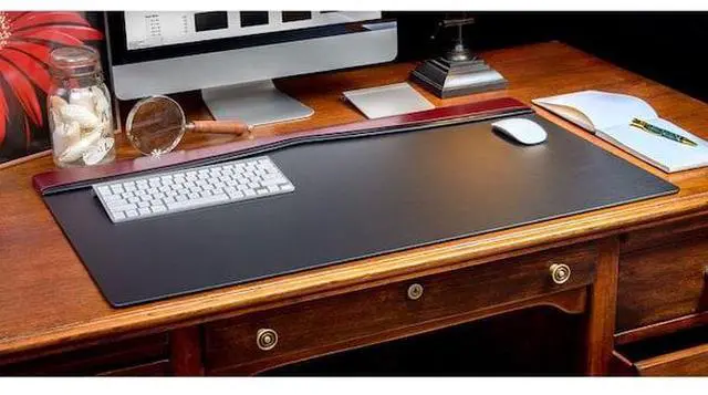 Alt view image 2 of 3 - DACASSO PR-7021 Burgundy Leather 34" X 20" Top-Rail Desk Pad