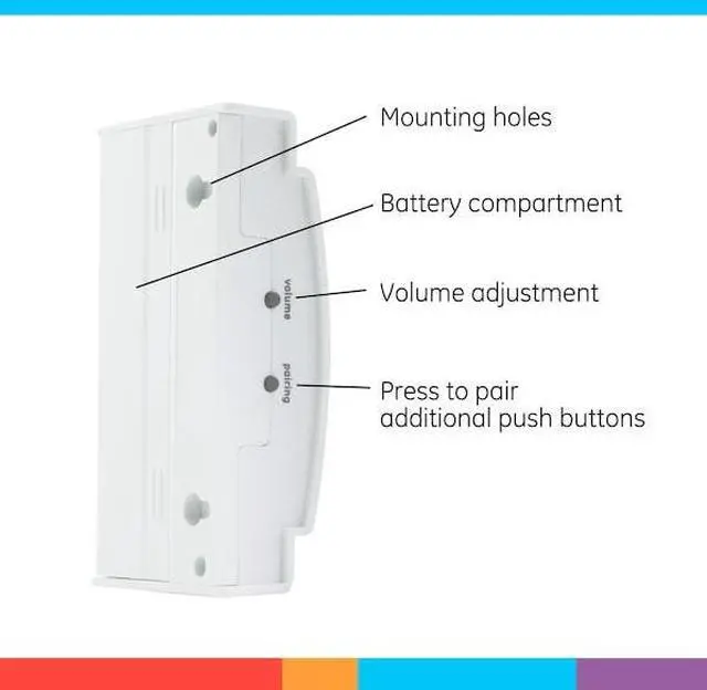 Alt view image 3 of 5 - GE 19247 GE Wireless Doorbell Kit, Battery-Operated, White, 19247