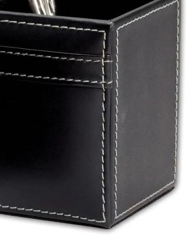 Alt view image 2 of 2 - DACASSO AG-1210 Rustic Black Leather Pencil Cup