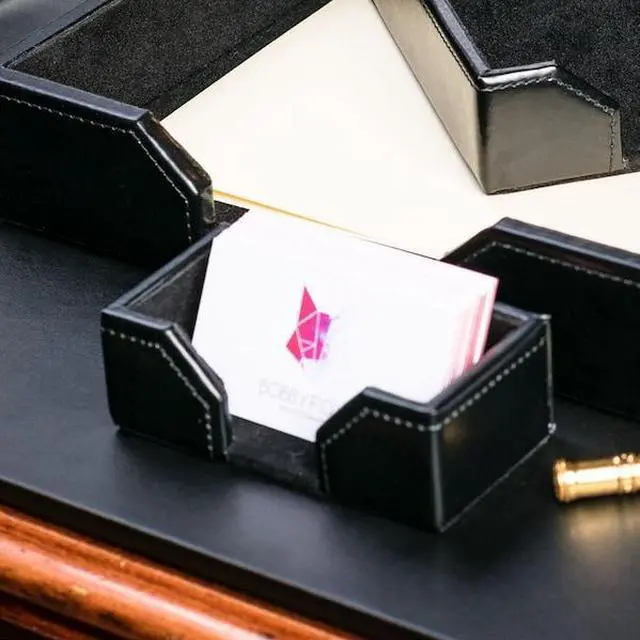Alt view image 5 of 6 - DACASSO AG-1407 Black Bonded Leather Business Card Holder