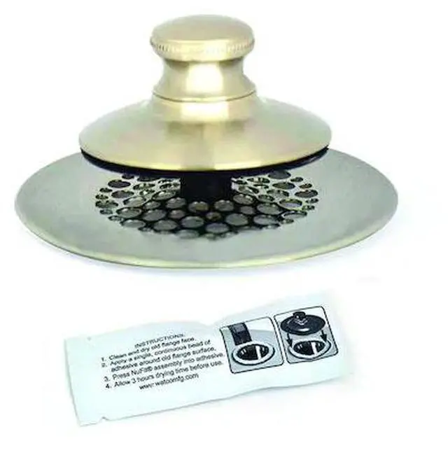 Main image of WATCO 58750-PP-BN-G 2.875 in. SimpliQuick Push Pull Bath Stopper, Grid Strain