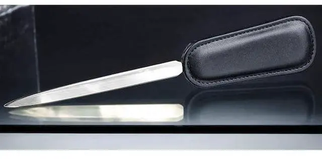 Alt view image 3 of 5 - DACASSO AG-1019 Classic Black Leather Letter Opener with Silver Blade