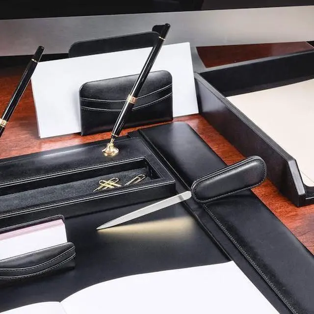Alt view image 5 of 5 - DACASSO AG-1019 Classic Black Leather Letter Opener with Silver Blade