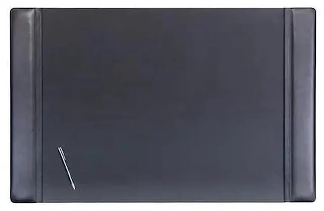 Main image of DACASSO PR-1025 Black Leather Side-Rail Desk Pad/Desk Protector, 38" x 24"