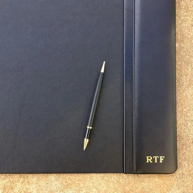 Alt view image 5 of 7 - DACASSO PR-1025 Black Leather Side-Rail Desk Pad/Desk Protector, 38" x 24"