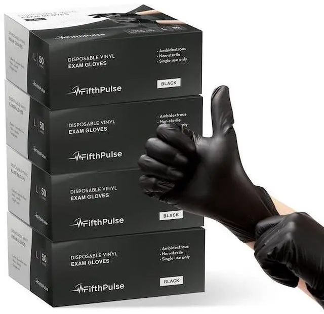 Alt view image 6 of 6 - FIFTHPULSE FP-FMN100087-4A 4 pack, Disposable Gloves, Vinyl, Powder-Free, L, 50