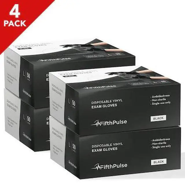 Main image of FIFTHPULSE FP-FMN100087-4A 4 pack, Disposable Gloves, Vinyl, Powder-Free, L, 50