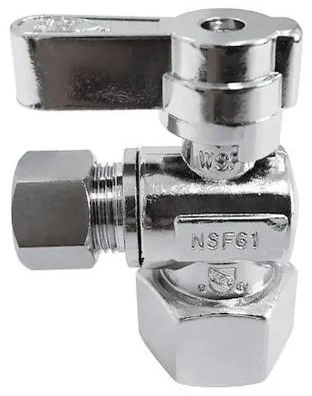 Alt view image 2 of 2 - 1/2" FIP x 3/8" O.D. Comp Angle Shut Off Valve, Polished Chrome