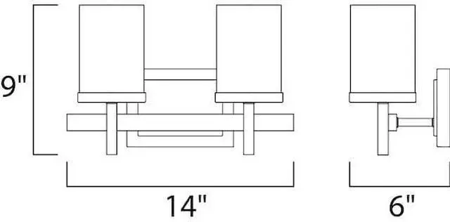 Alt view image 2 of 4 - MAXIM 2152LNSN Tetra 2-Light 14" Wide Satin Nickel Vanity Light