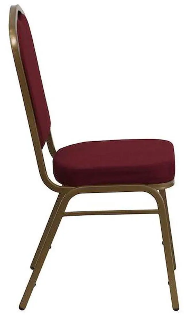 Alt view image 13 of 20 - HERCULES Series Crown Back Stacking Banquet Chair in Burgundy Fabric - Gold Frame