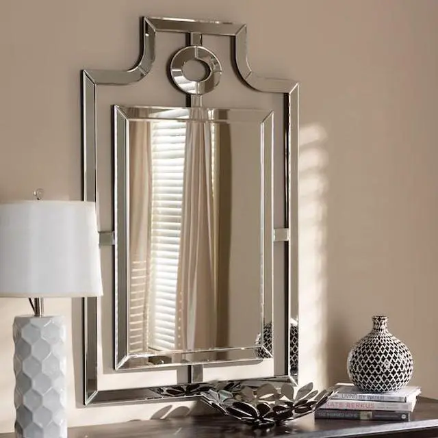 Alt view image 8 of 8 - Baxton Studio Iria Modern and Contemporary Silver Finished Pagoda Wall Accent Mirror