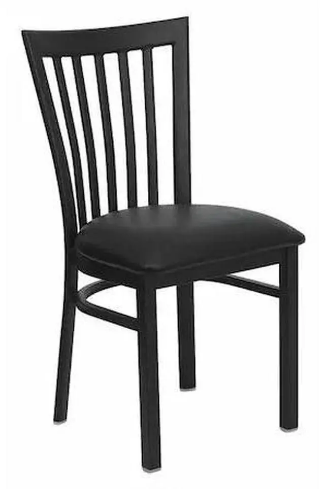 Alt view image 11 of 20 - HERCULES Series Black School House Back Metal Restaurant Chair - Black Vinyl Seat